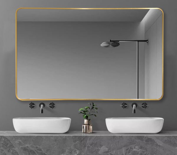 Brushed Golden Aluminum framed rectangular mirror 1200mm*750mm