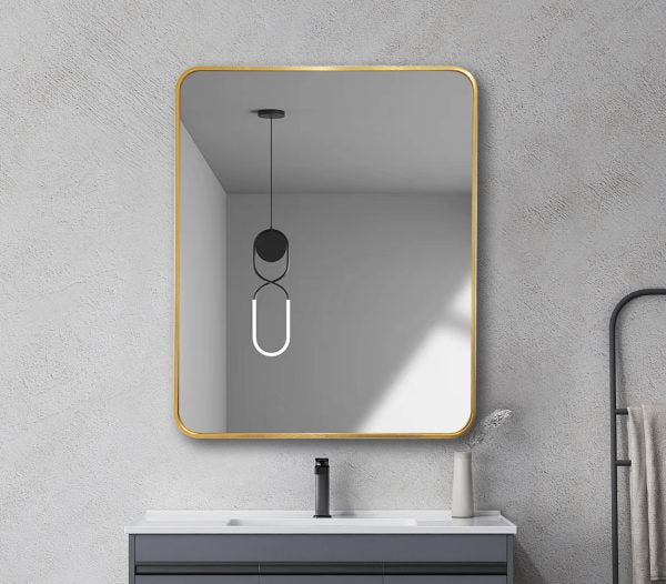 Brushed golden Aluminum framed rectangular mirror 600mm*750mm