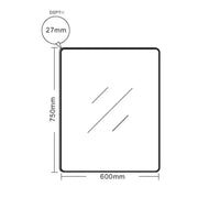 Aluminum Framed 600mm Rectangular Mirror -Matt Black mercioaustralia