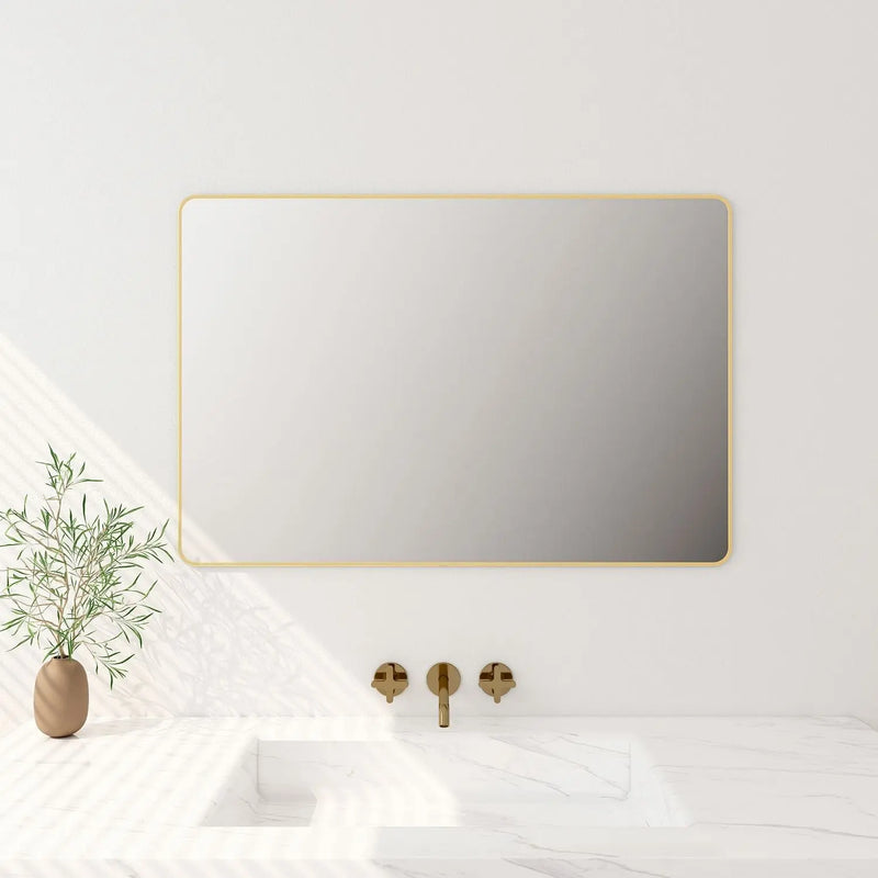 Aluminum Framed 900mm Rectangular Mirror - Brushed Gold mercioaustralia
