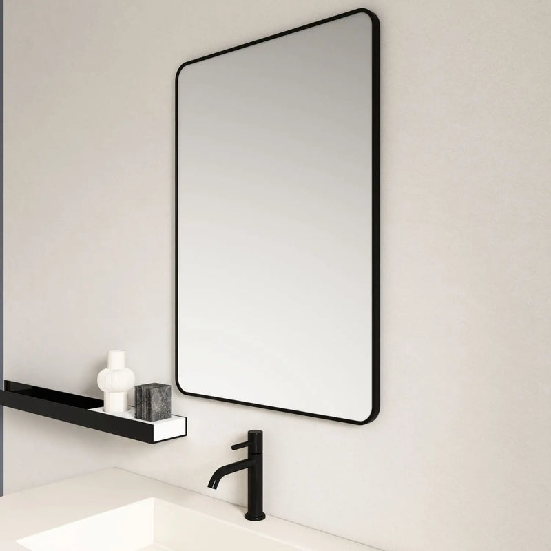 Aluminum Framed 600mm Rectangular Mirror -Matt Black mercioaustralia
