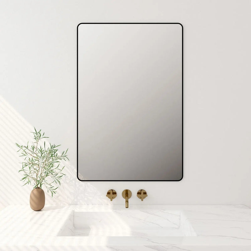Aluminum Framed 900mm Rectangular Mirror - Matt Black mercioaustralia