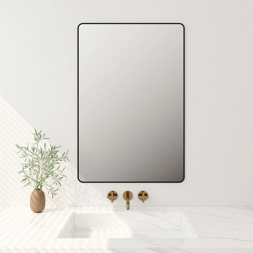 Aluminum Framed 900mm Rectangular Mirror - Matt Black mercioaustralia