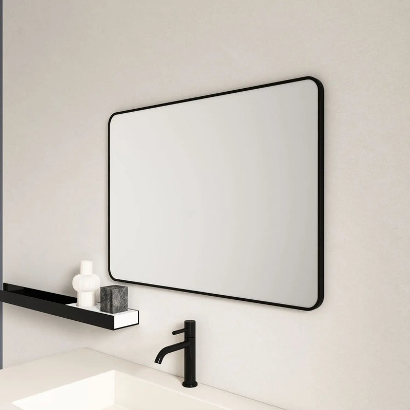 Aluminum Framed 600mm Rectangular Mirror -Matt Black mercioaustralia