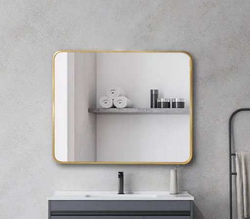 Brushed Golden Aluminum framed rectangular mirror 900mm*750mm FIL Kitchen Bathroom