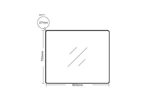 Brushed Golden Aluminum framed rectangular mirror 900mm*750mm FIL Kitchen Bathroom