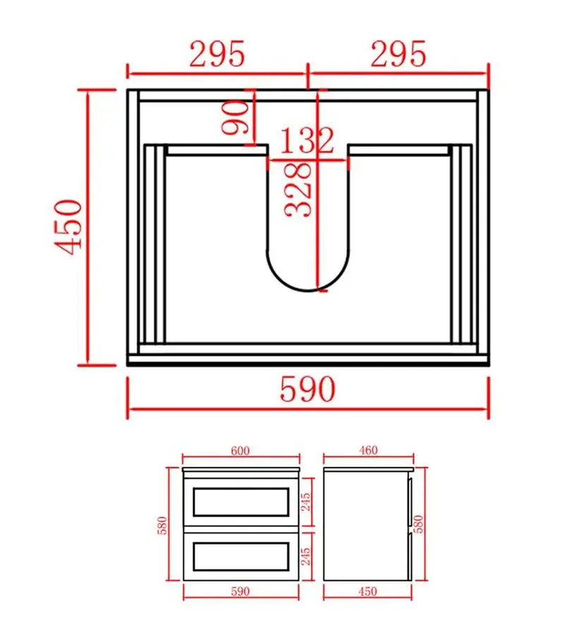 FREMANTLE MATTE WHITE WALL HUNG VANITY FIL Kitchen Bathroom