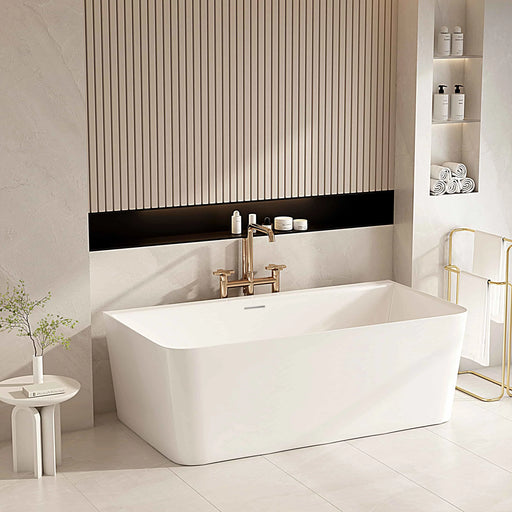 Fortuna Ultra-Thin Back-to-Wall Bathtub - Gloss White mercioaustralia