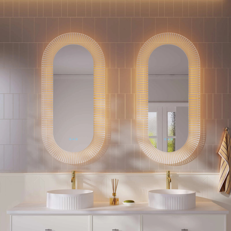 Freya 600×1200mm LED Textured Oval Mirror mercioaustralia