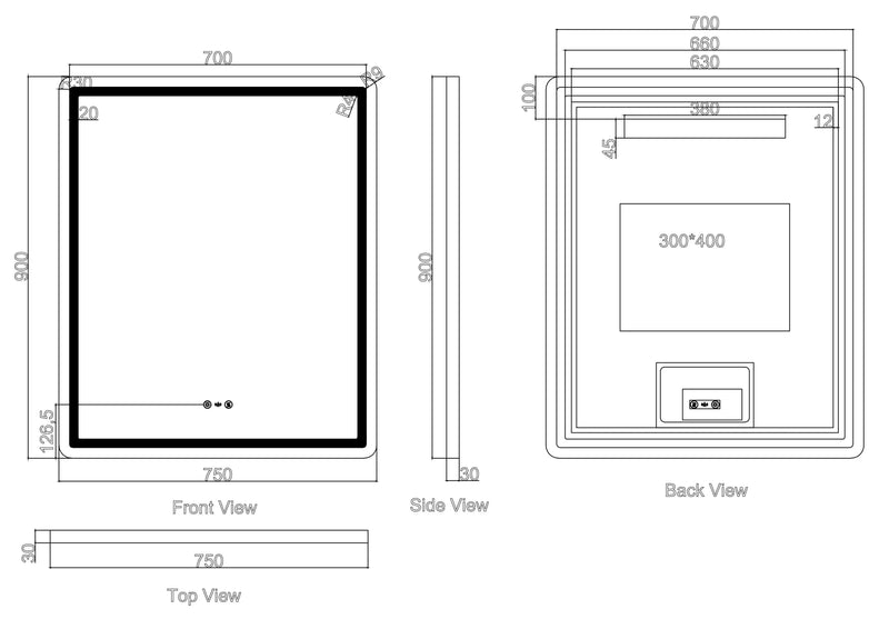 Freya 750×900mm LED Rectangular Mirror mercioaustralia