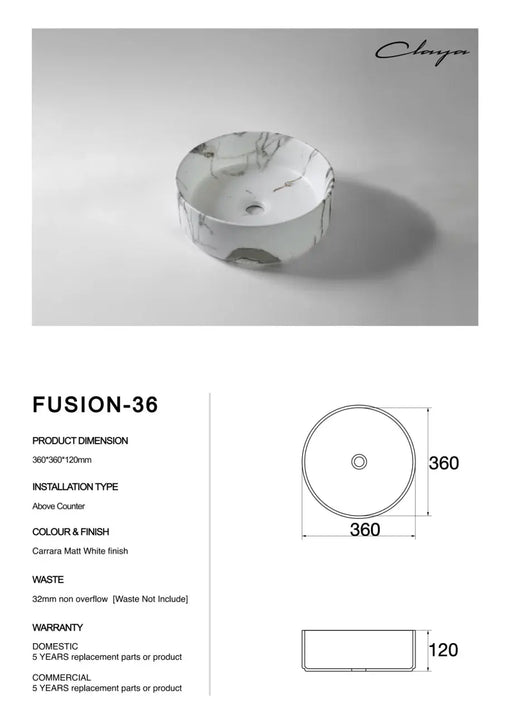 Claya Fusion-36 Above Counter Basin Claya
