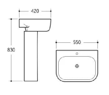 Freestanding Art Basin Ceramic Gloss White 550mmX420mmX830mm - FIL Kitchen Bathroom