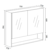 Shaving Cabinet with Shelf Canyon Oak 600mm/750mm/900mm FIL Kitchen Bathroom