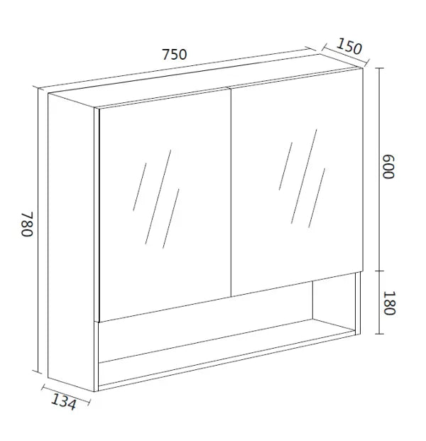 Shaving Cabinet with Shelf Canyon Oak 600mm/750mm/900mm FIL Kitchen Bathroom