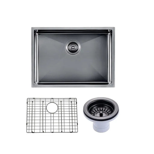 600x450x230mm Gunmetal Stainless Steel PVD Single Bowl Kitchen Sink Aquaperla