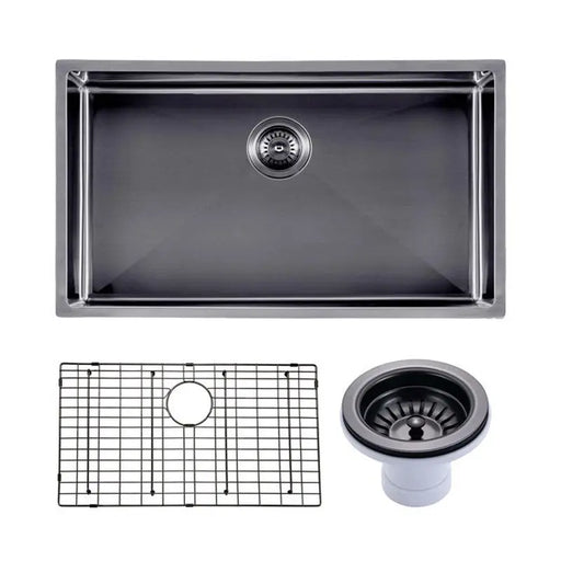 762x457x254mm Gunmetal Stainless Steel PVD Single Bowl Kitchen Sink Aquaperla