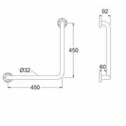 Assist Grab Rail Bar 90 Degree Ambulant Accessories Special Needs With Concealed Wall Flanges Stainless Steel 304 FIL Kitchen Bathroom