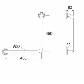Assist Grab Rail Bar 90 Degree Ambulant Accessories Special Needs With Concealed Wall Flanges Stainless Steel 304 FIL Kitchen Bathroom