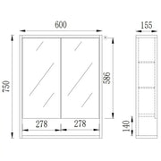 Prime Oak Grace Shaving Cabinet (600/750/900/1200/1500mm) POSEIDON