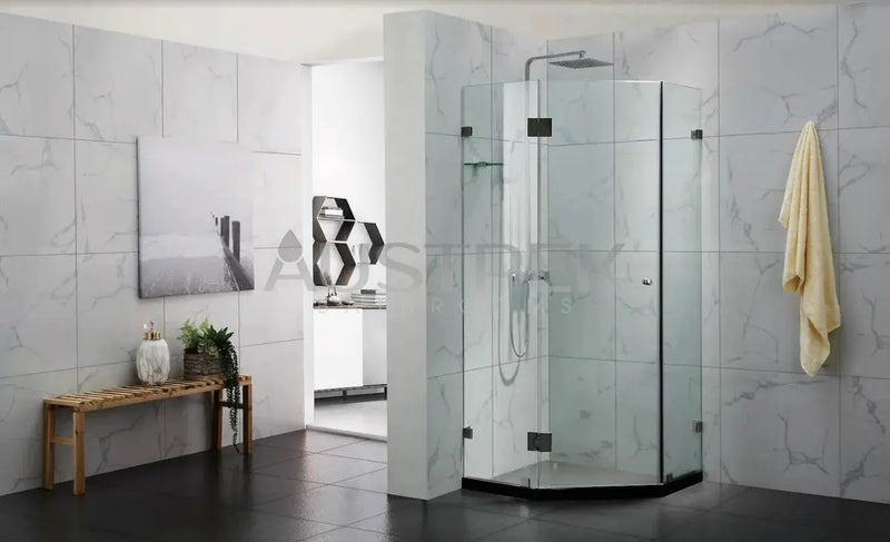 DIAMOND FRAMELESS HINGE DOOR WALL TO WALL GUN METAL FIL Kitchen Bathroom