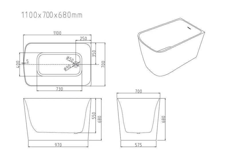Harvard Rectangular Corner Bathtub - Gloss White mercioaustralia