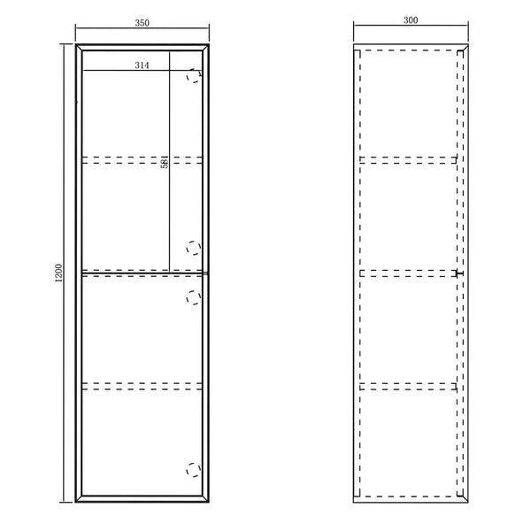 Havana Tall Boy Sable Walnut 350mm X 1200mm