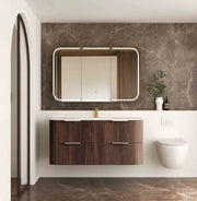 HAVANA Wall Hung Fluted Curve Vanity Sable Walnut Cabinet Only (600MM/750MM/900MM/1200MM/1500MM/1800MM) - FIL Kitchen Bathroom