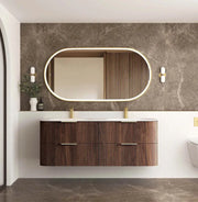 HAVANA Wall Hung Fluted Curve Vanity Sable Walnut Cabinet Only (600MM/750MM/900MM/1200MM/1500MM/1800MM) - FIL Kitchen Bathroom