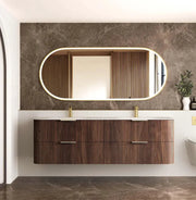 HAVANA Wall Hung Fluted Curve Vanity Sable Walnut Cabinet Only (600MM/750MM/900MM/1200MM/1500MM/1800MM) - FIL Kitchen Bathroom
