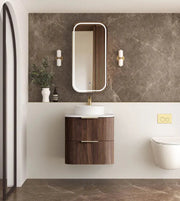 HAVANA Wall Hung Fluted Curve Vanity Sable Walnut Cabinet Only (600MM/750MM/900MM/1200MM/1500MM/1800MM) - FIL Kitchen Bathroom