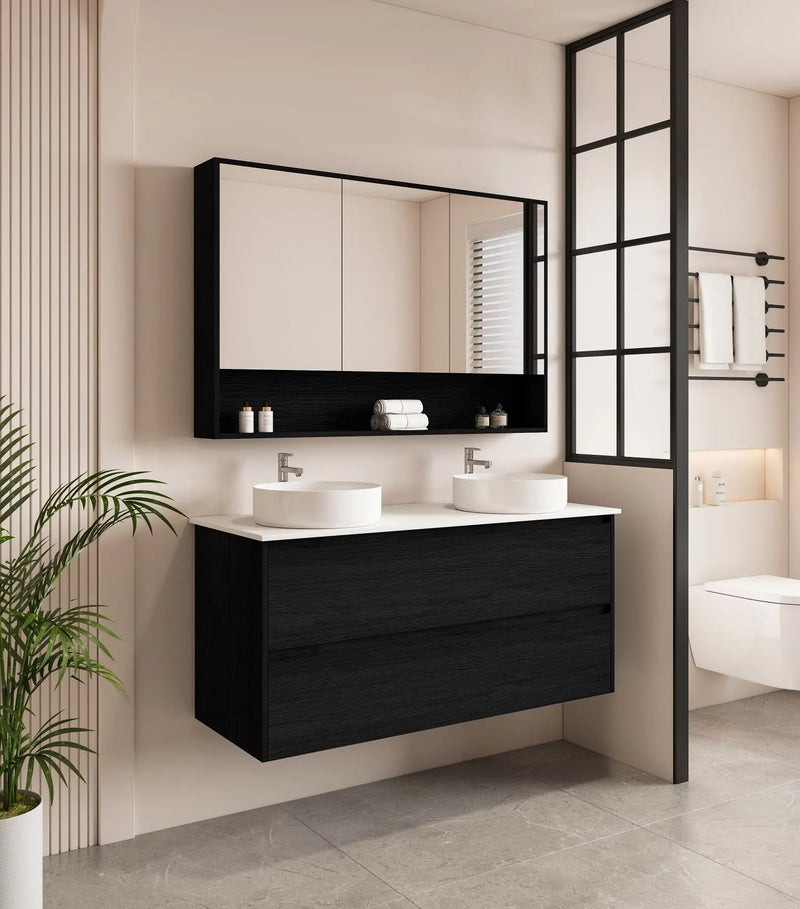 HERA 1200mm Wall-Hung Vanity - Black Oak mercioaustralia