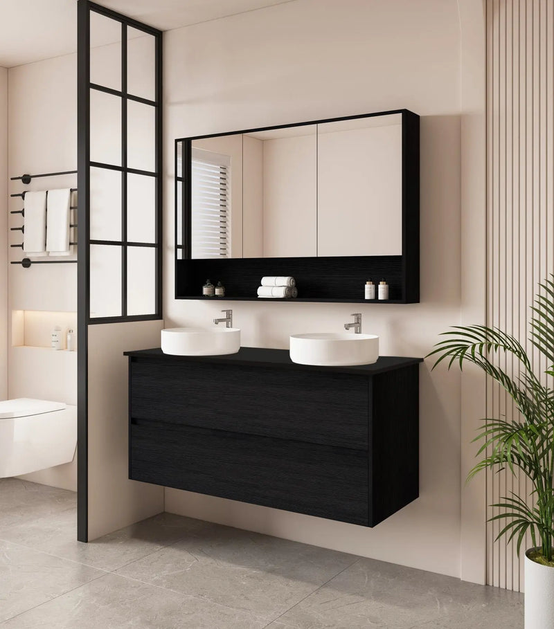 HERA 1200mm Wall-Hung Vanity - Black Oak mercioaustralia