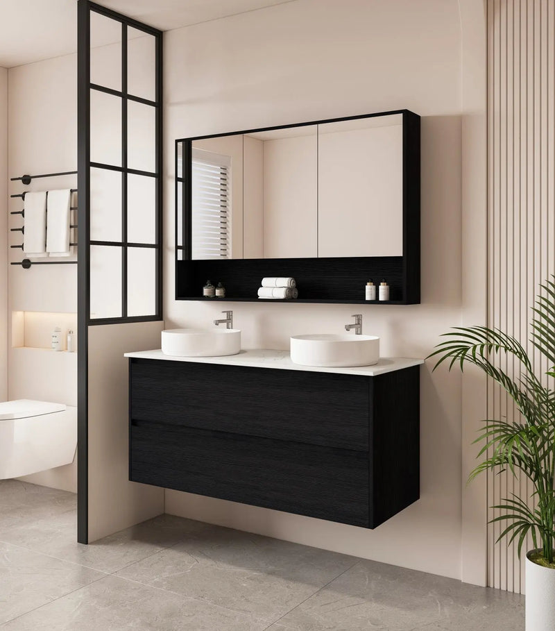 HERA 1200mm Wall-Hung Vanity - Black Oak mercioaustralia