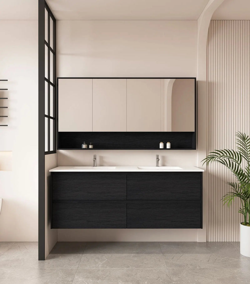 HERA 1500mm Wall-Hung Vanity - Black Oak mercioaustralia