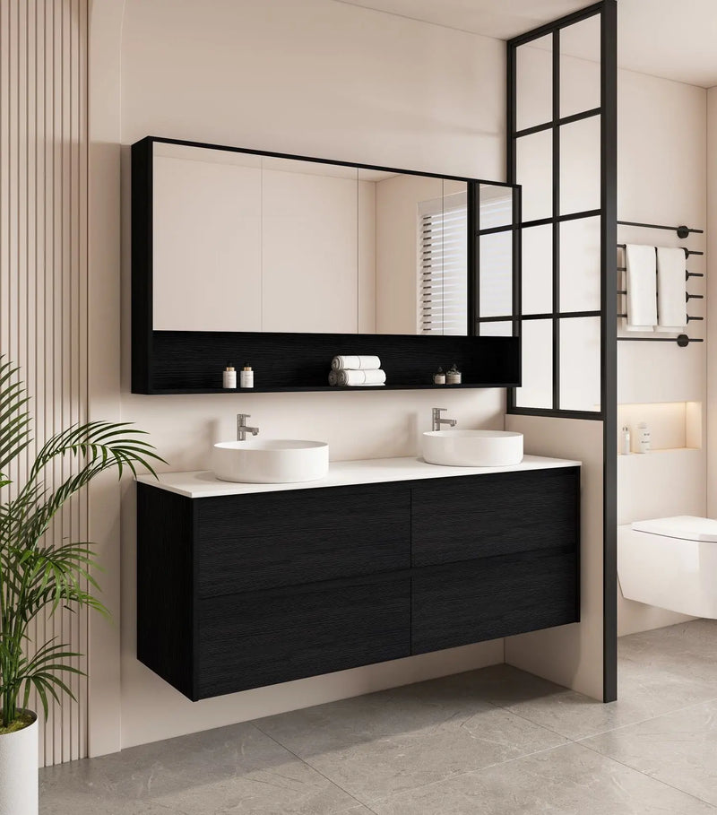 HERA 1500mm Wall-Hung Vanity - Black Oak mercioaustralia