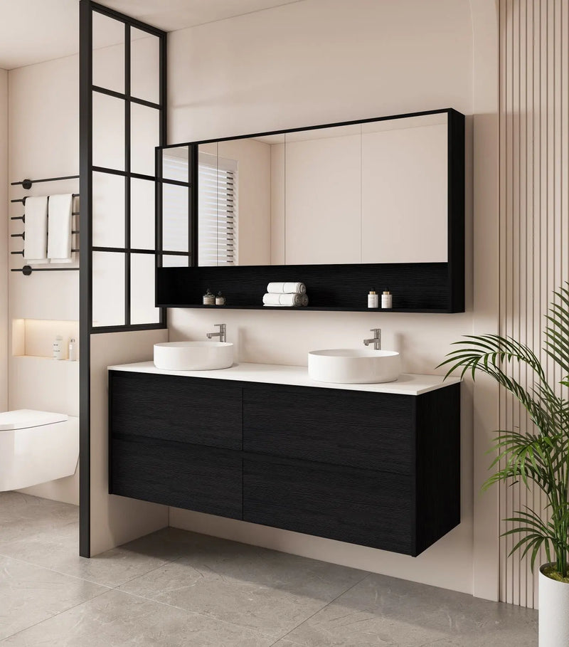 HERA 1500mm Wall-Hung Vanity - Black Oak mercioaustralia