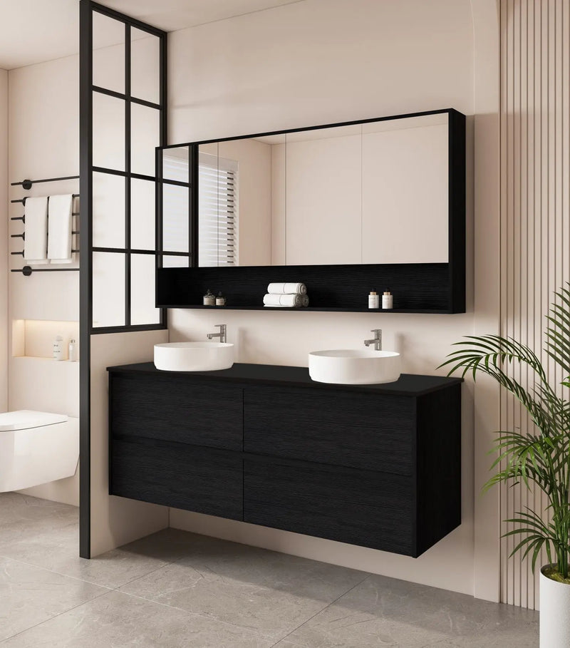 HERA 1500mm Wall-Hung Vanity - Black Oak mercioaustralia