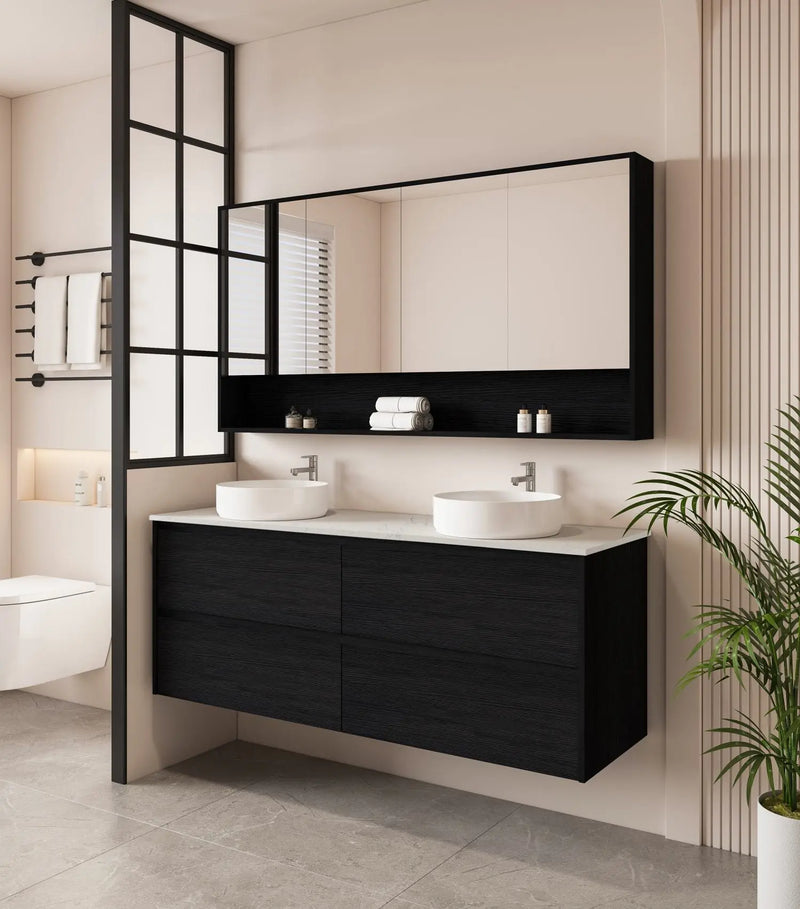 HERA 1500mm Wall-Hung Vanity - Black Oak mercioaustralia