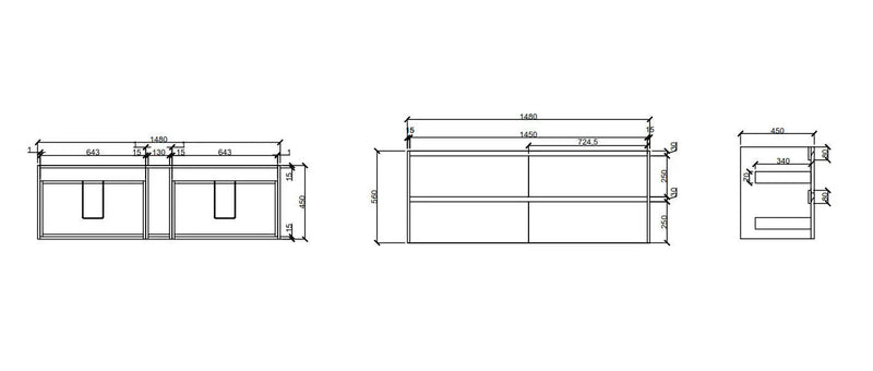 HERA 1500mm Wall-Hung Vanity - Tas Oak mercioaustralia