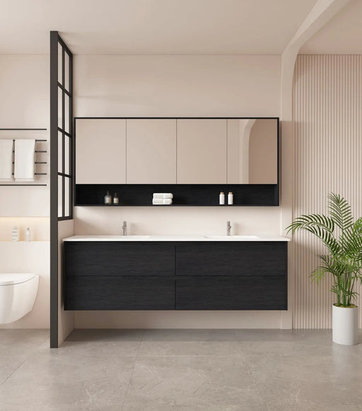 HERA 1800mm Wall-Hung Vanity - Black Oak mercioaustralia