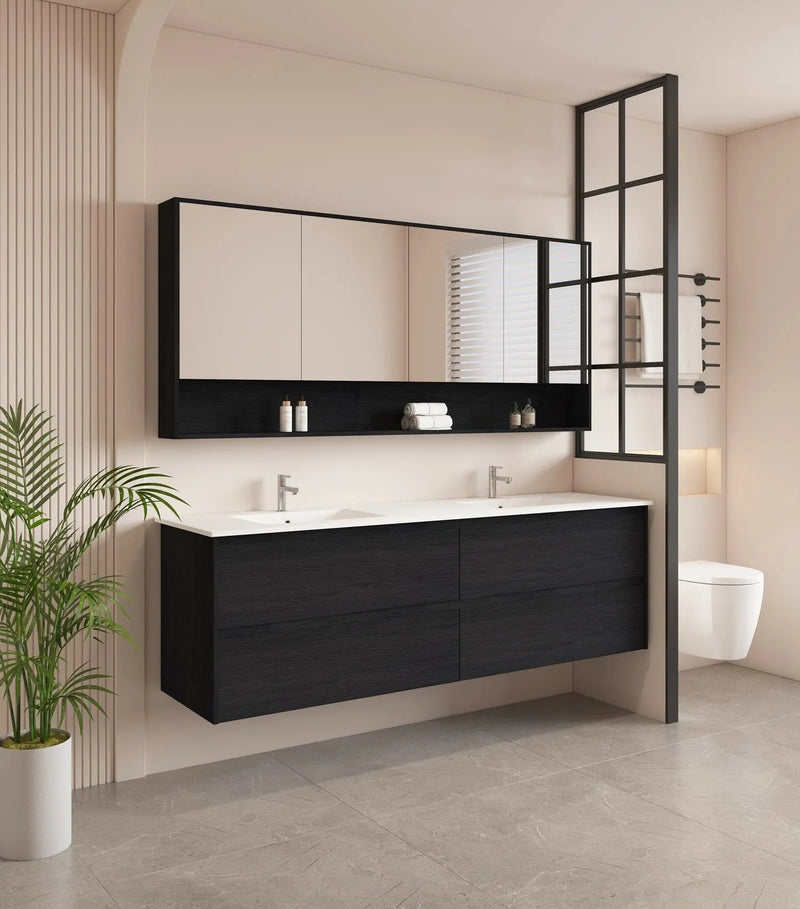 HERA 1800mm Wall-Hung Vanity - Black Oak mercioaustralia
