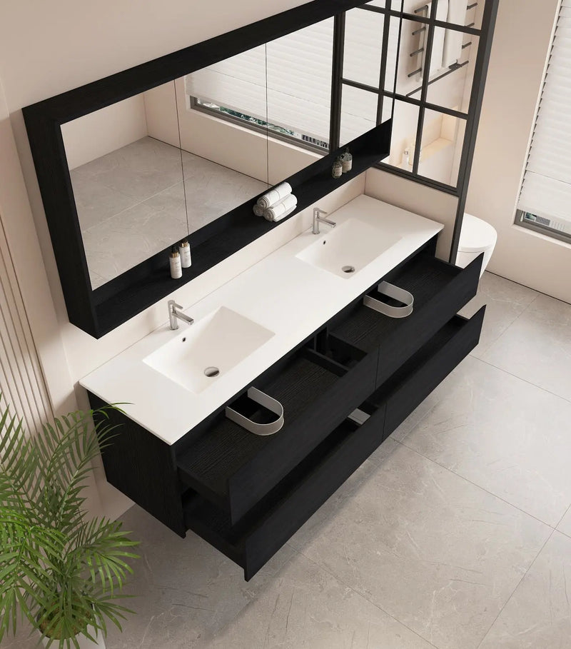 HERA 1800mm Wall-Hung Vanity - Black Oak mercioaustralia