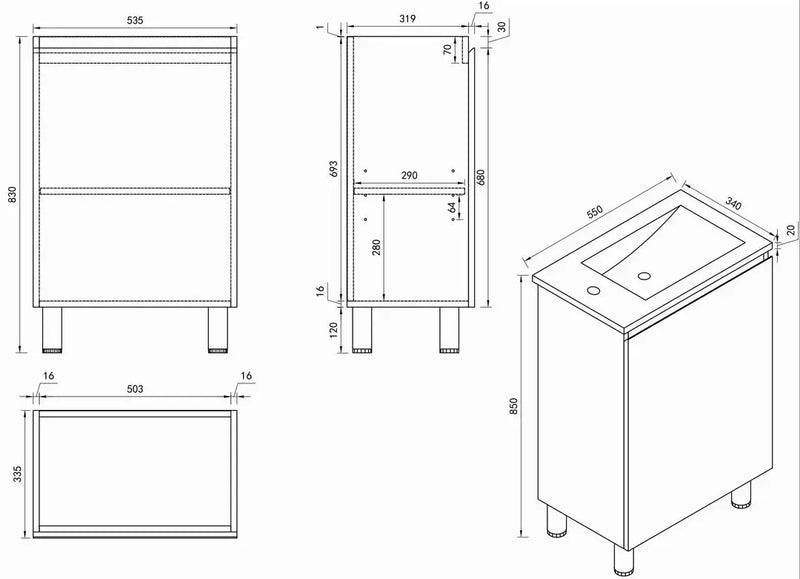 HERA 550mm Slim Freestanding Vanity with Basin mercioaustralia