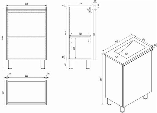 HERA 550mm Slim Freestanding Vanity with Basin mercioaustralia