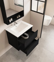 HERA 600mm Wall-Hung Vanity - Black Oak mercioaustralia