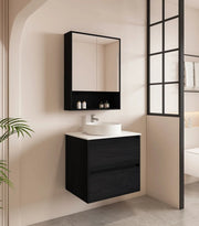 HERA 600mm Wall-Hung Vanity - Black Oak mercioaustralia