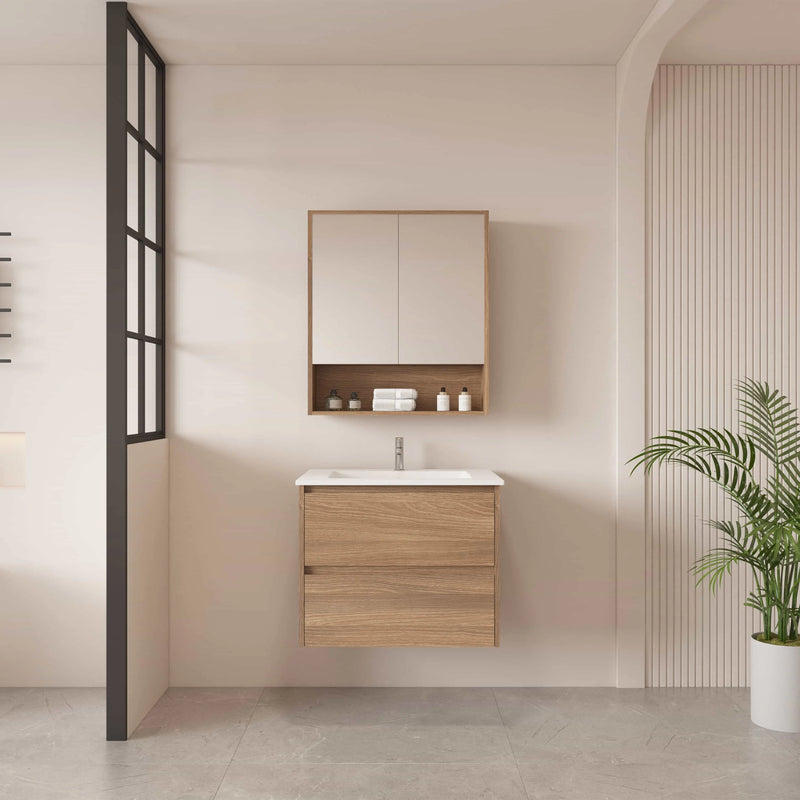 HERA 600mm Wall-Hung Vanity - Elegant  Oak mercioaustralia
