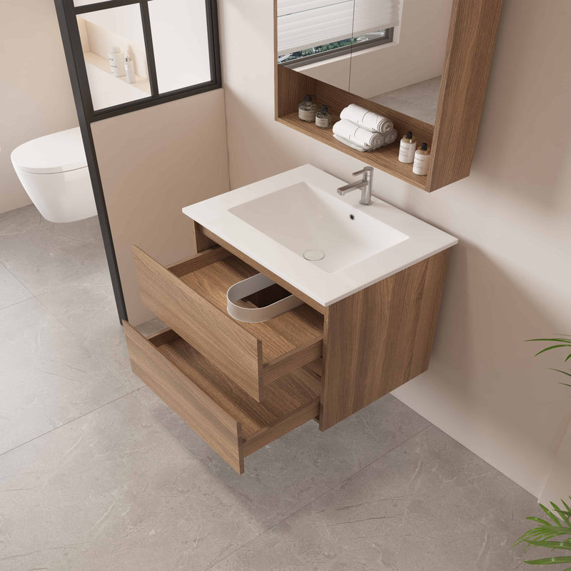 HERA 600mm Wall-Hung Vanity - Elegant  Oak mercioaustralia