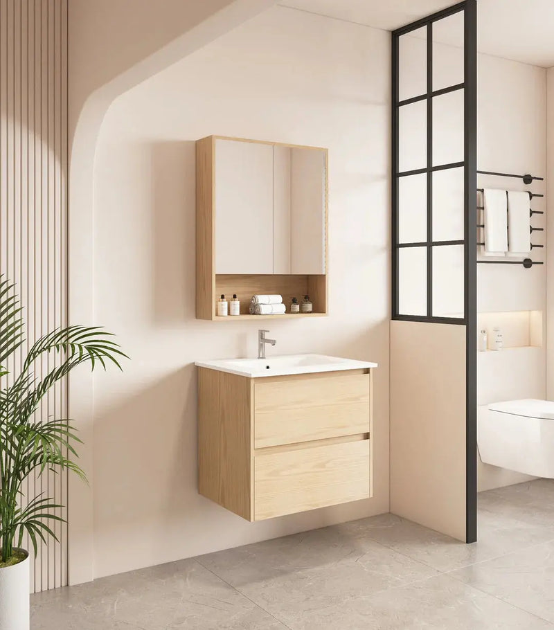 HERA 600mm Wall-Hung Vanity - Tas Oak FIL Kitchen Bathroom
