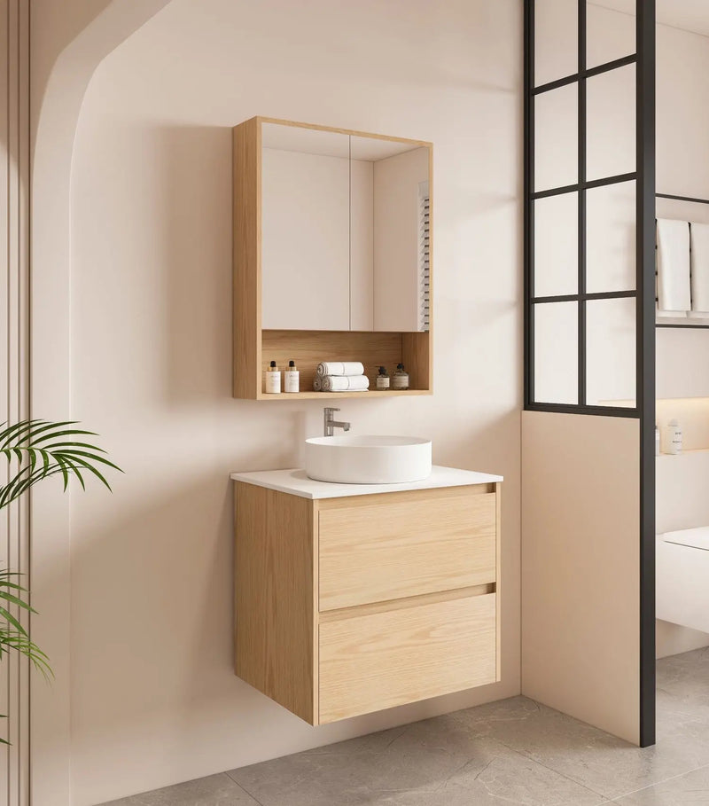 HERA 600mm Wall-Hung Vanity - Tas Oak mercioaustralia